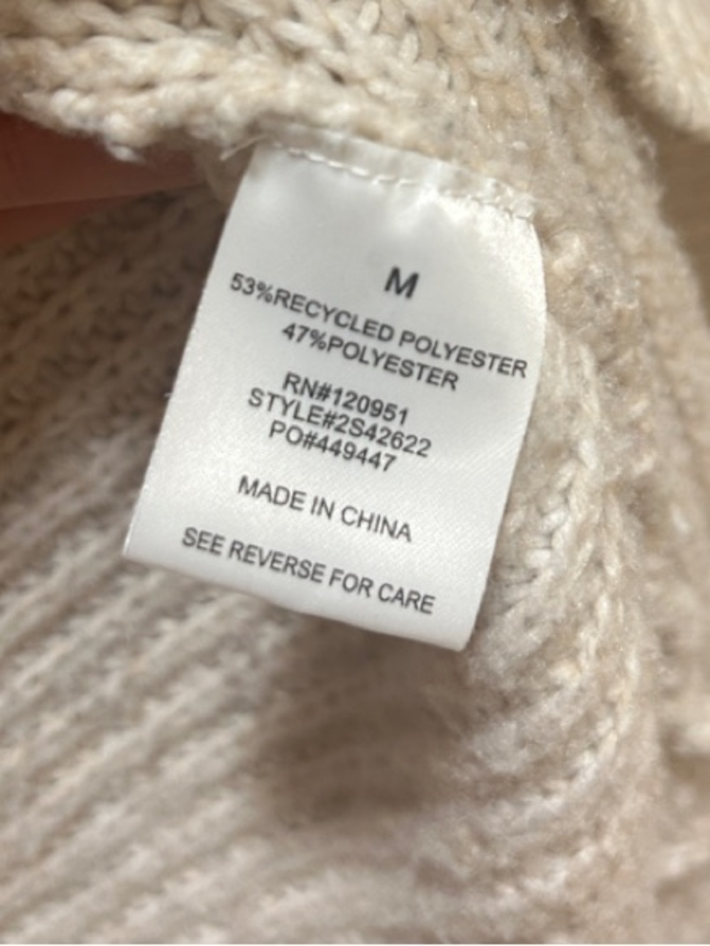 Pink Rose Cream Cable Knit Shawl Collar Cardigan - Picture 5 of 5